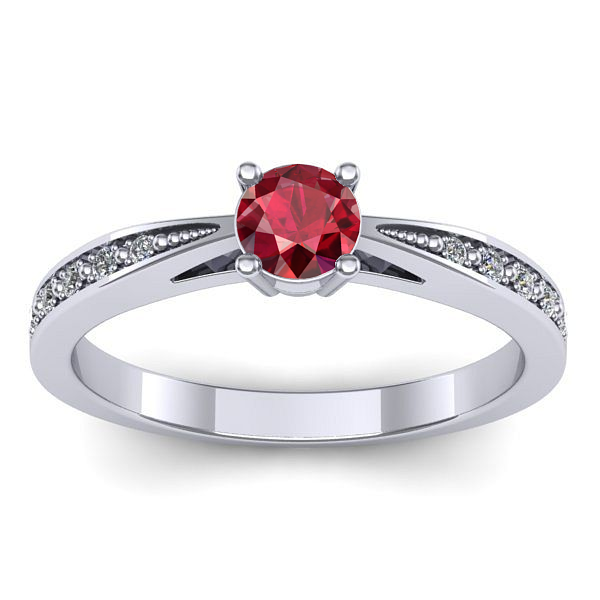 Inel de logodna cu rubin rotund