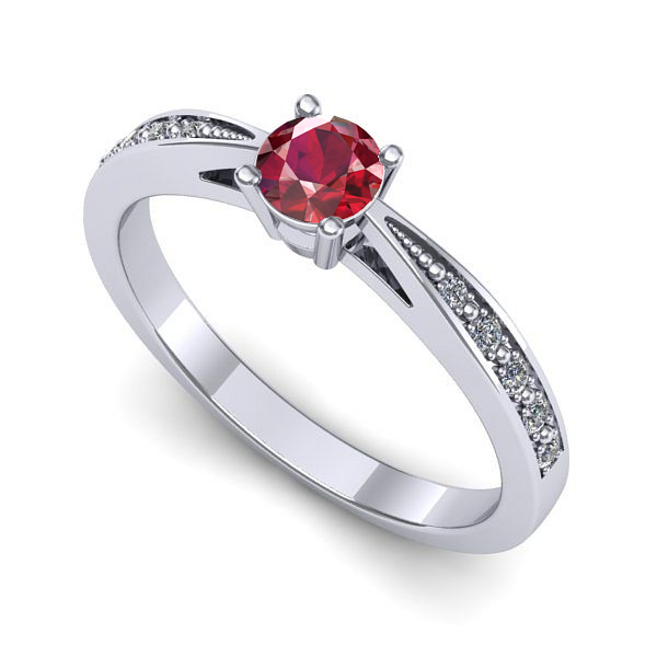 Inel logodna din aur alb cu rubin