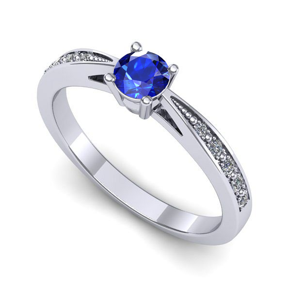 Inel logodna din aur alb cu safir