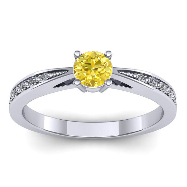 Inel de logodna cu safir galben rotund