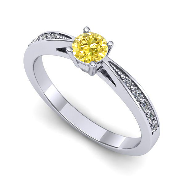 Inel din aur alb cu safir galben