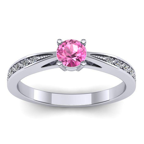 Inel de logodna cu safir roz rotund