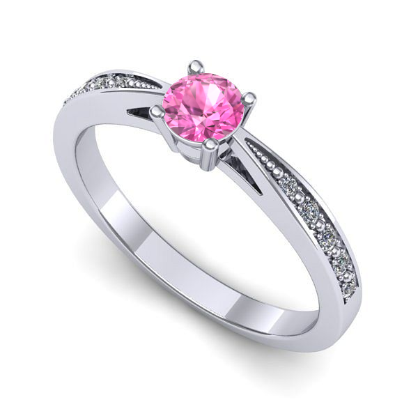 Inel din aur alb cu safir roz