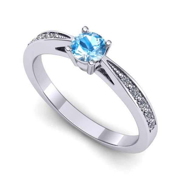 Inel logodna din aur alb cu topaz blue
