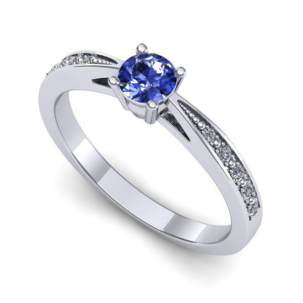 Inel de logodna din aur alb cu tanzanit