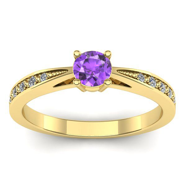 Inel de logodna cu ametist rotund
