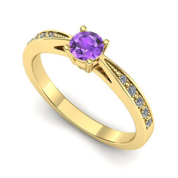 Inel de logodna din aur galben cu ametist