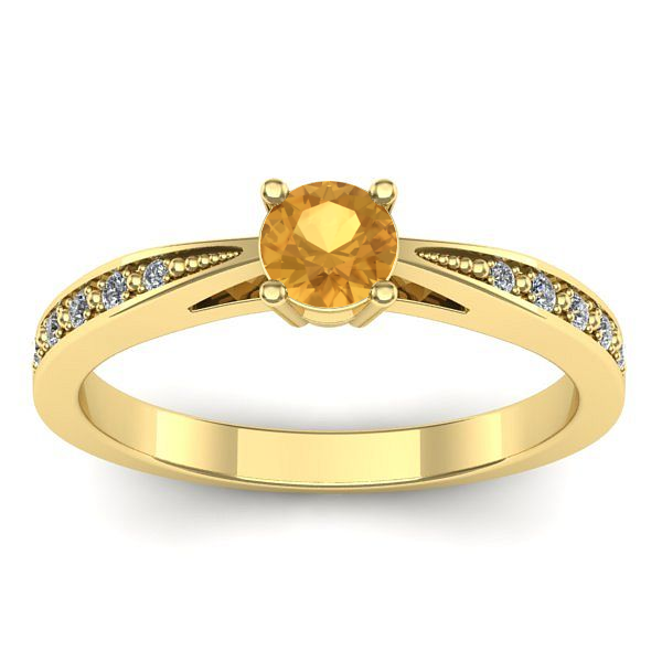 Inel cu citrin rotund