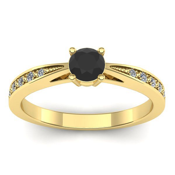 Inel logodna cu diamant negru rotund