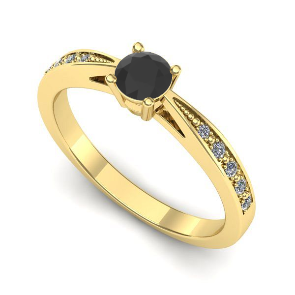 Inel din aur galben cu diamant negru