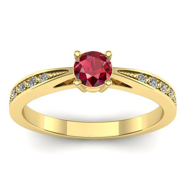 Inel logodna cu rubin rotund