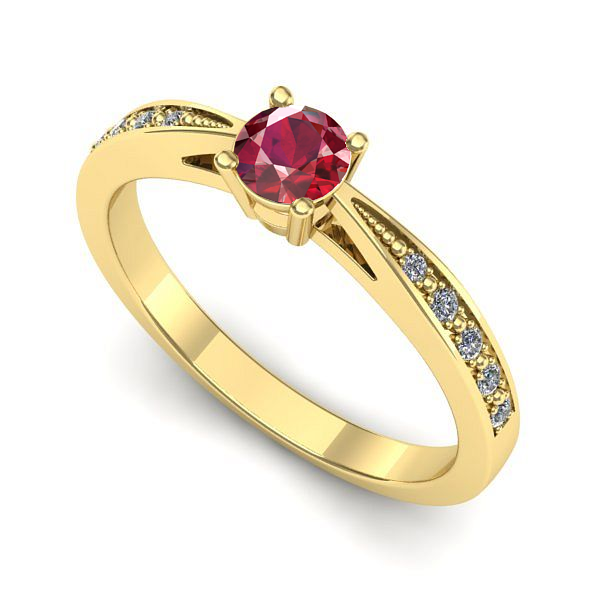 Inel logodna din aur galben cu rubin