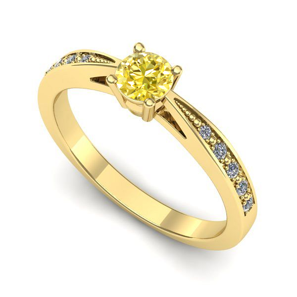 Inel logodna din aur galben cu safir galben