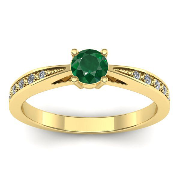 Inel logodna cu smarald rotund