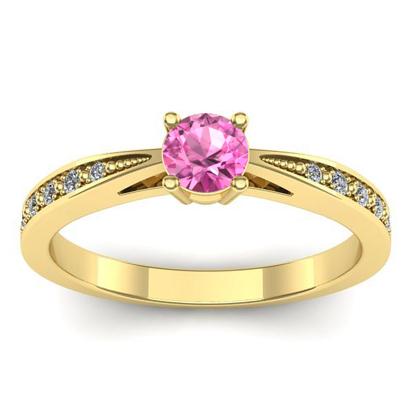 Inel logodna cu safir roz rotund