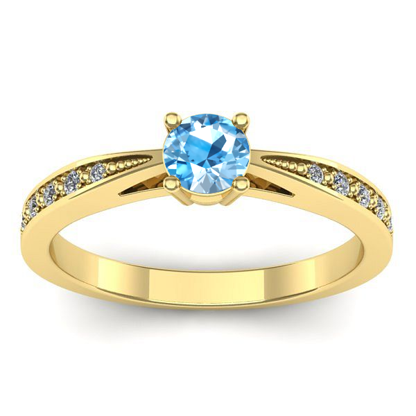 Inel cu topaz blue rotund