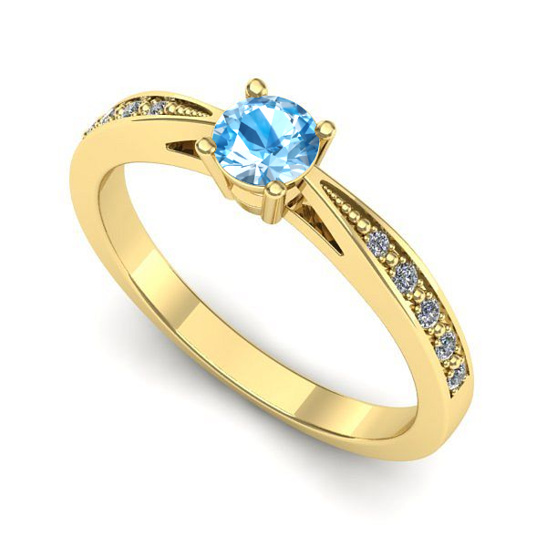 Inel din aur galben cu topaz blue