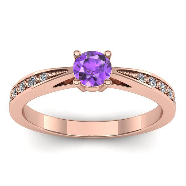 Inel cu ametist rotund