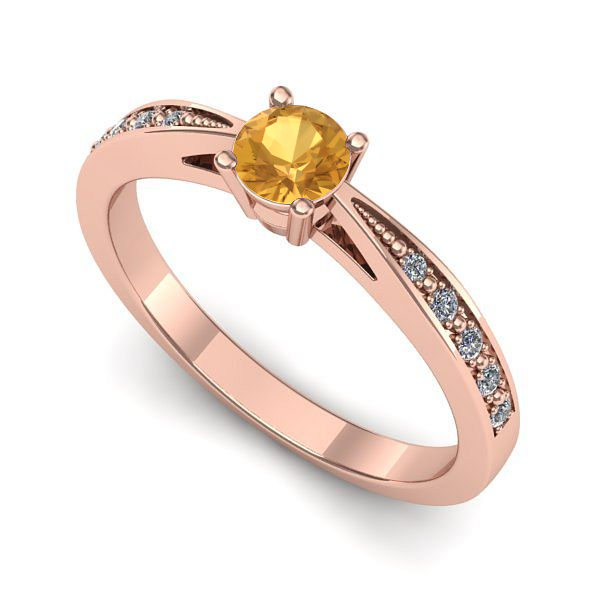 Inel logodna din aur roz cu citrin