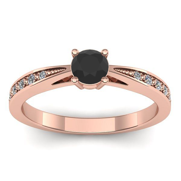 Inel cu diamant negru rotund