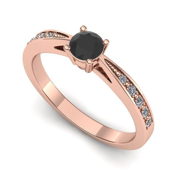 Inel din aur roz cu diamant negru