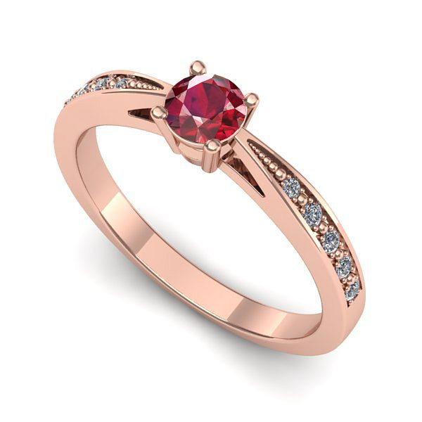 Inel logodna din aur roz cu rubin