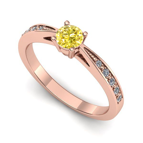Inel logodna din aur roz cu safir galben