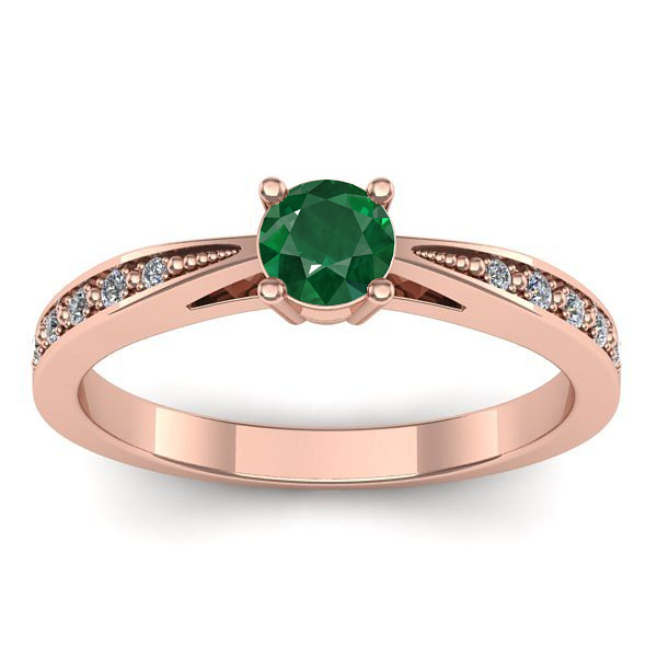 Inel de logodna cu smarald rotund