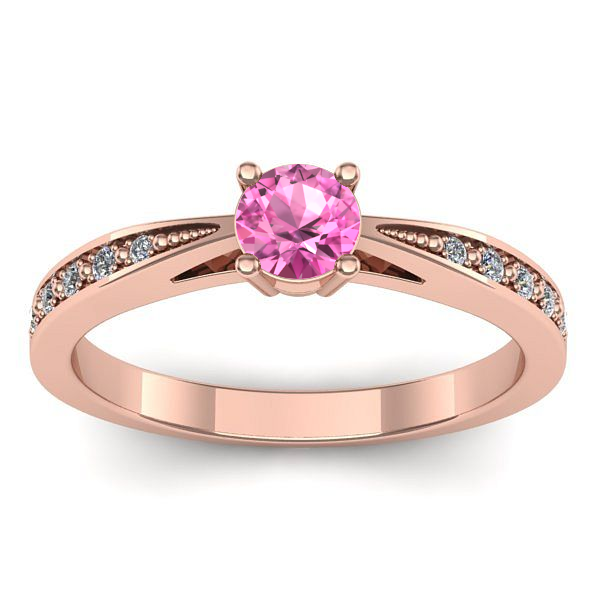 Inel cu safir roz rotund