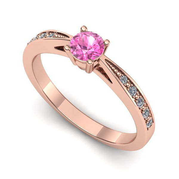 Inel din aur roz cu safir roz