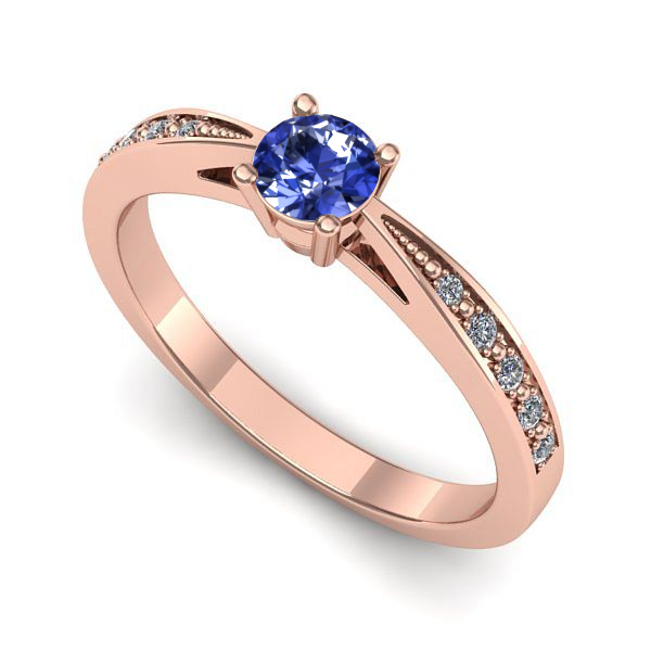 Inel din aur roz cu tanzanit