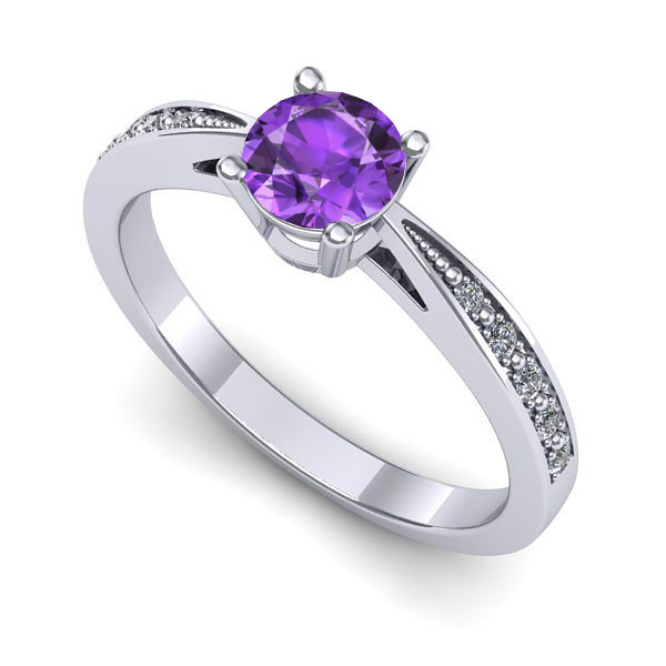 Inel logodna din aur alb cu ametist