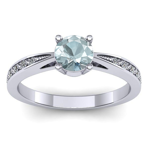 Inel cu aquamarin rotund