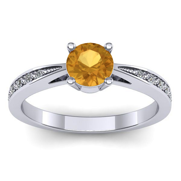 Inel cu citrin rotund