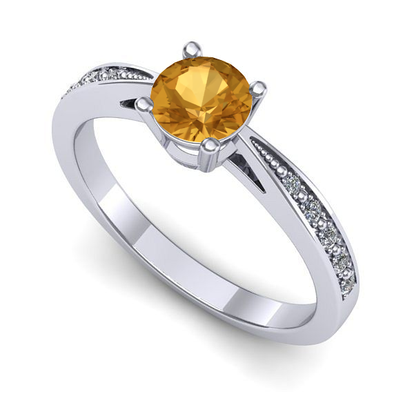 Inel de logodna din aur alb cu citrin