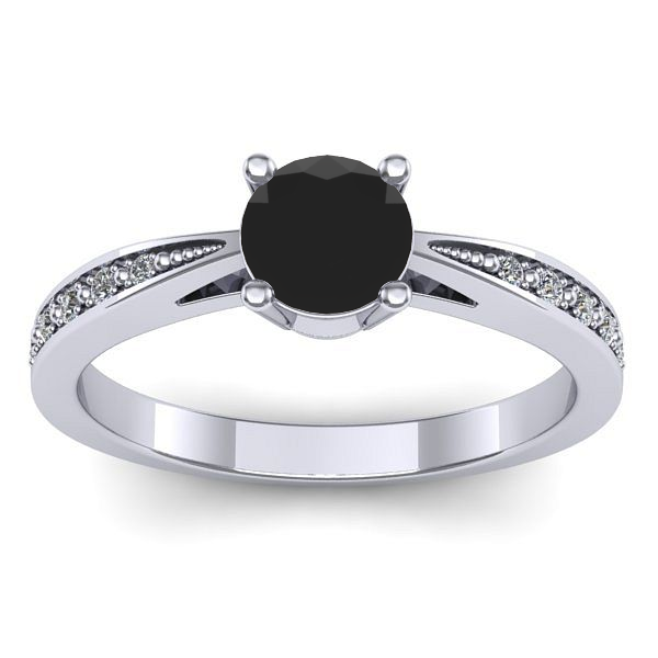 Inel de logodna cu diamant negru rotund