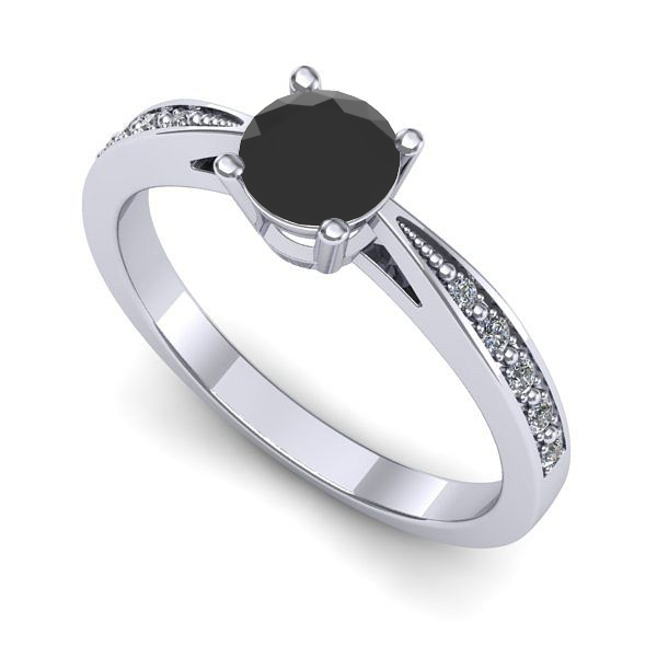 Inel logodna din aur alb cu diamant negru