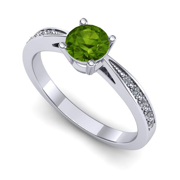 Inel de logodna din aur alb cu peridot