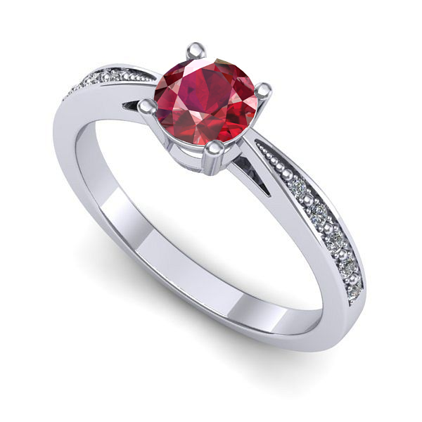 Inel din aur alb cu rubin