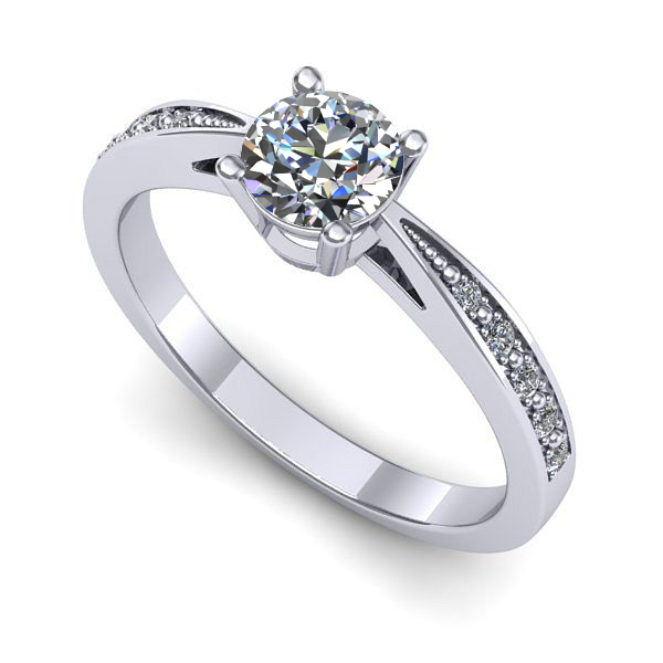 Inel logodna din aur alb cu safir alb