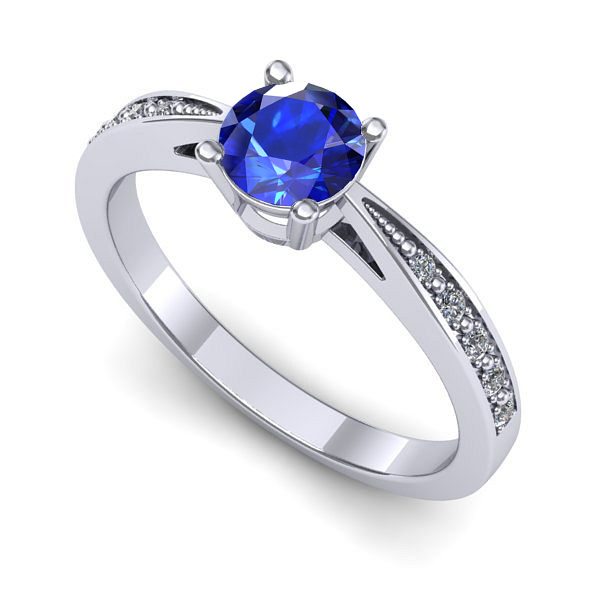 Inel logodna din aur alb cu safir