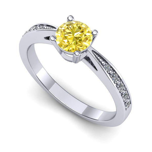 Inel din aur alb cu safir galben