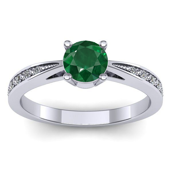 Inel de logodna cu smarald rotund