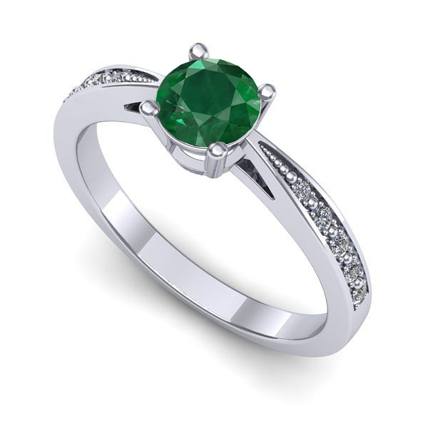 Inel de logodna din aur alb cu smarald