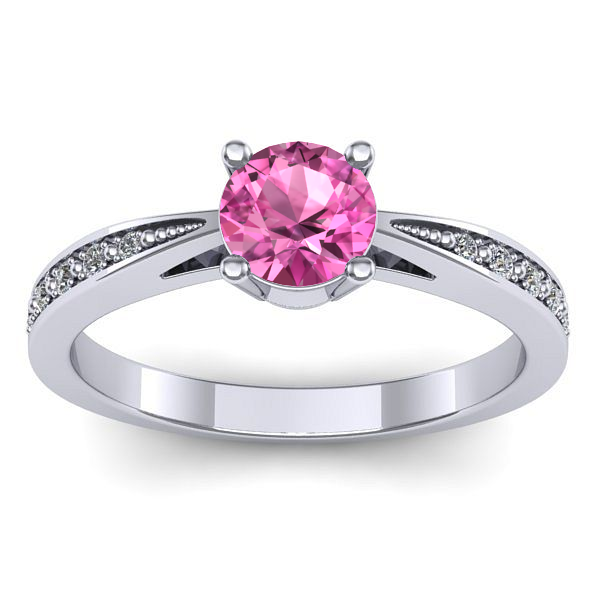 Inel cu safir roz rotund