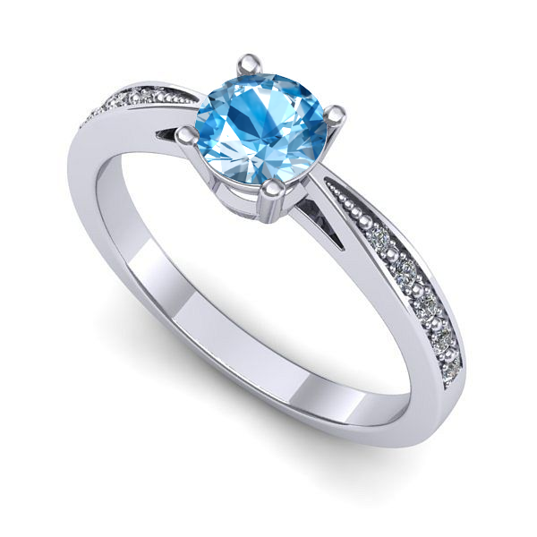 Inel logodna din aur alb cu topaz blue