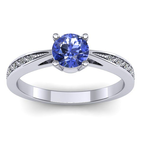 Inel de logodna cu tanzanit rotund