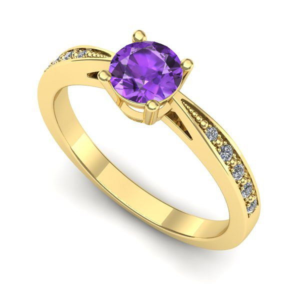 Inel din aur galben cu ametist