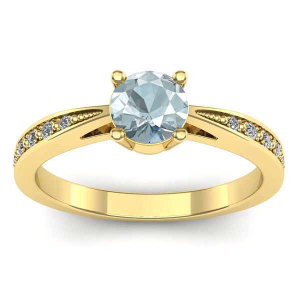 Inel logodna cu aquamarin rotund