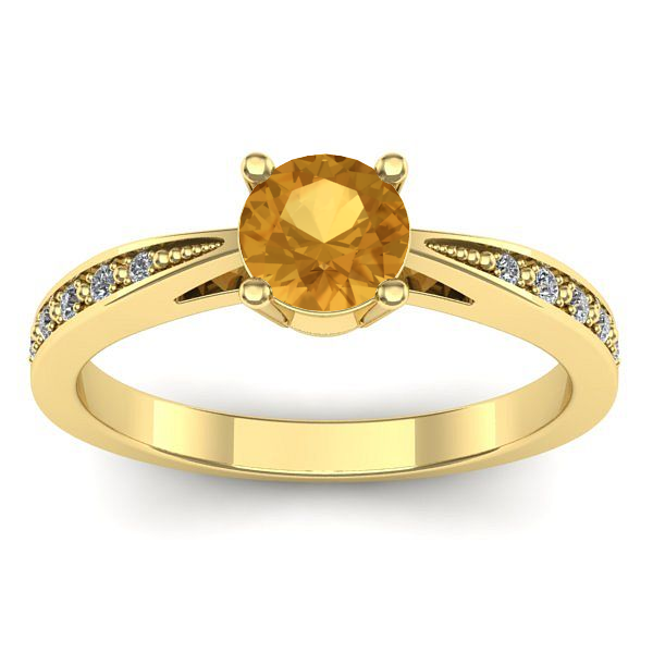 Inel de logodna cu citrin rotund